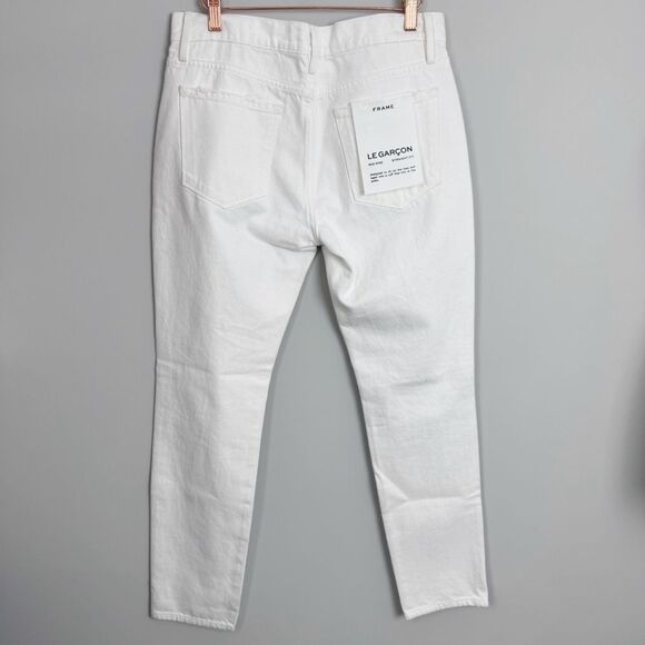 FRAME | NEW Le Garçon White Distressed Denim Jeans Women’s Size 26 - Picture 9 of 12